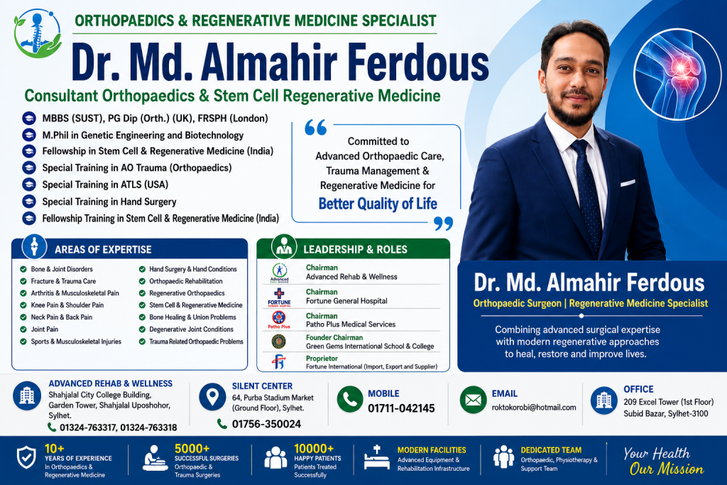 Dr. Md. Almahir Ferdous – Consultant Orthopaedics and Regenerative Medicine Specialist in Sylhet